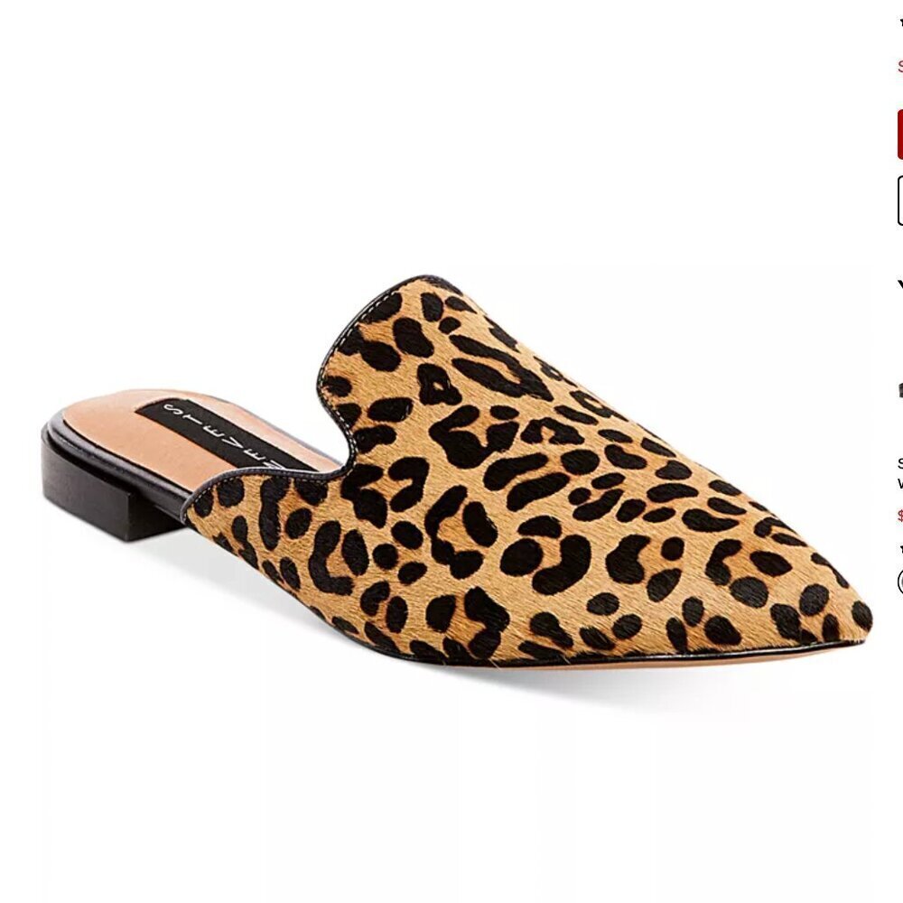 Steven by Steve Madden Velma slip-on pointed toe calf hair mules leopard sz 8.5